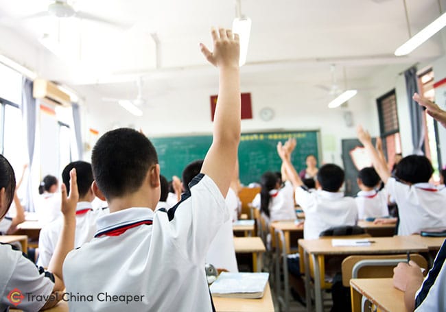 A classroom full of students in China