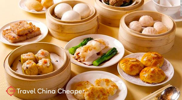 Chinese Dim Sum breakfast with tea (早茶), a popular Chinese food