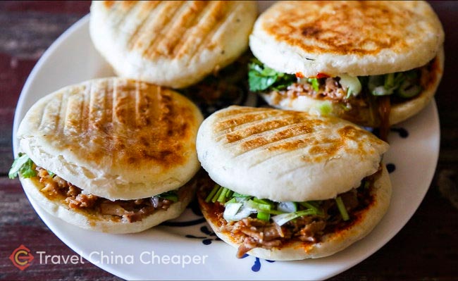 Chinese sandwhiches, also called Roujiamo (肉夹馍), which can often be found at street stalls