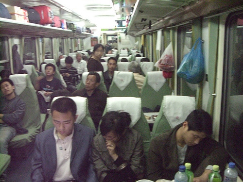 Soft seats on a China standard train.