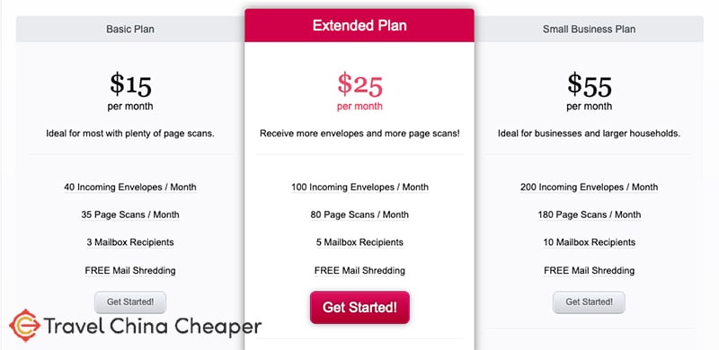 Traveling Mailbox pricing plans for 2024