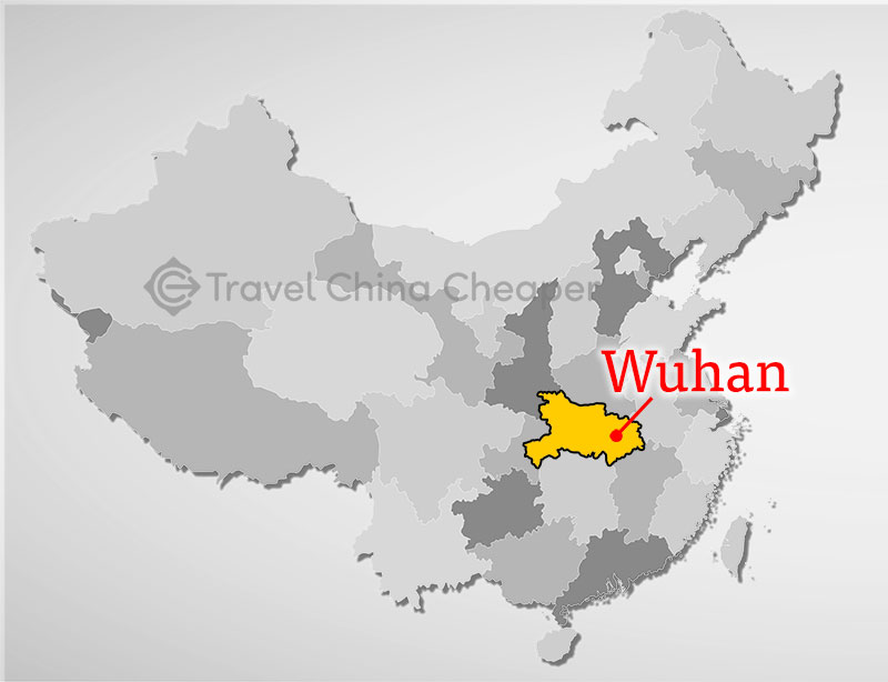 Map of Wuhan, Hubei in China